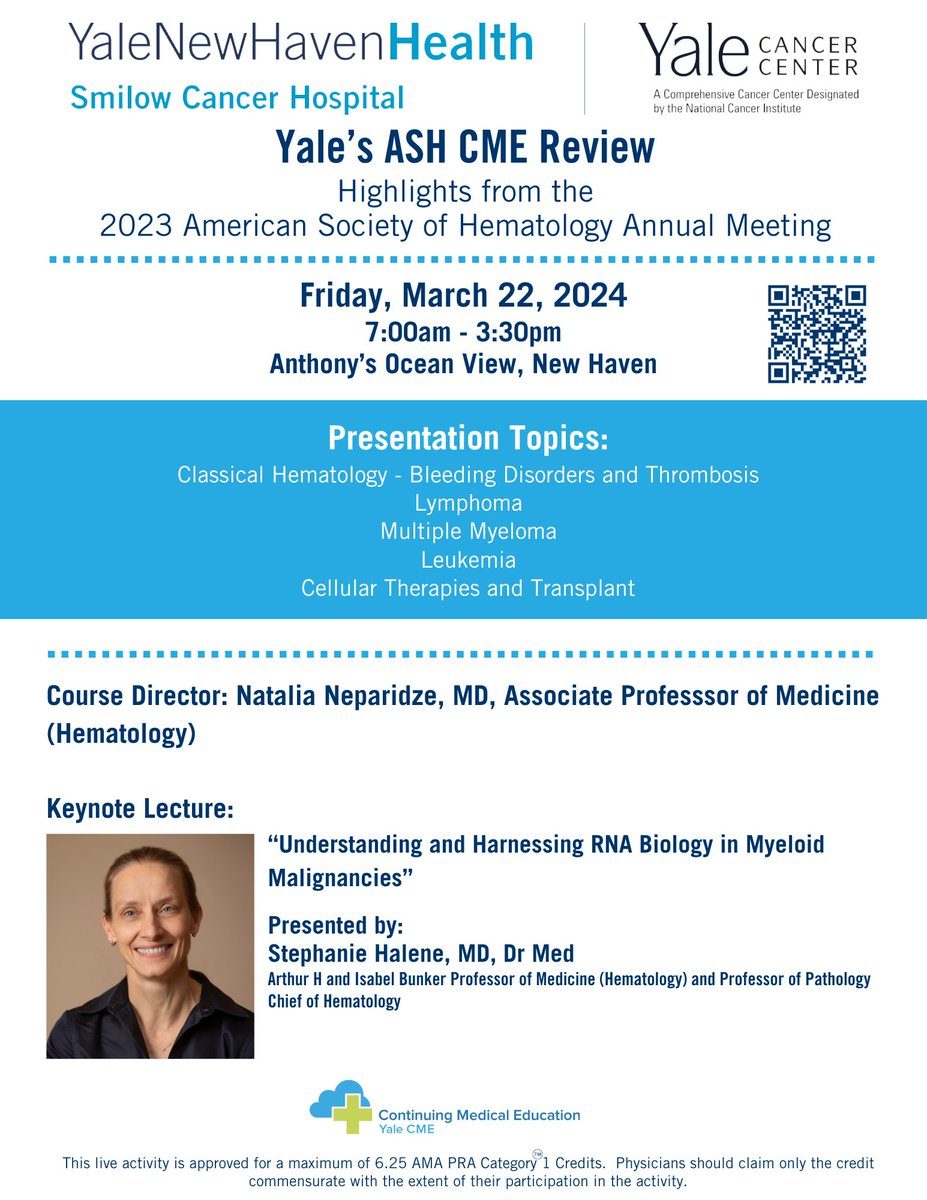 Yale Cancer Center (@yalecancer) on Twitter photo Registration is open for our Annual Post-ASH Review: Highlights from the 2023 <a href="/ASH_hematology/">ASH</a> Annual Meeting
➡️Friday, March 22
➡️7am - 3:30pm
➡️Anthony's Ocean View, New Haven
RSVP: bit.ly/3Swd4yz
<a href="/YaleMed/">Yale School of Medicine</a> <a href="/YNHH/">Yale New Haven Hosp</a> <a href="/YaleHematology/">YaleHematology</a> <a href="/YaleHemOnc/">Yale Hematology Oncology Fellows</a> Registration is open for our Annual Post-ASH Review: Highlights from the 2023 <a href="/ASH_hematology/">ASH</a> Annual Meeting
➡️Friday, March 22
➡️7am - 3:30pm
➡️Anthony's Ocean View, New Haven
RSVP: bit.ly/3Swd4yz
<a href="/YaleMed/">Yale School of Medicine</a> <a href="/YNHH/">Yale New Haven Hosp</a> <a href="/YaleHematology/">YaleHematology</a> <a href="/YaleHemOnc/">Yale Hematology Oncology Fellows</a>