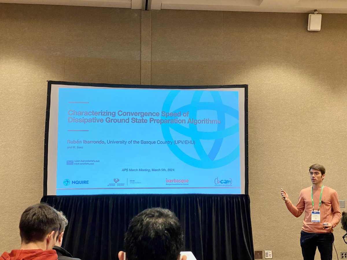 Today <a href="/raist272/">Rubén Ibarrondo</a> has delivered the first <a href="/NquireC/">NQUIRE Center</a> talk at #APSMarch on the definition of our generalization of contraction coefficients for quantum channels and how to use them to tightly characterize convergence on dissipative quantum algorithms.