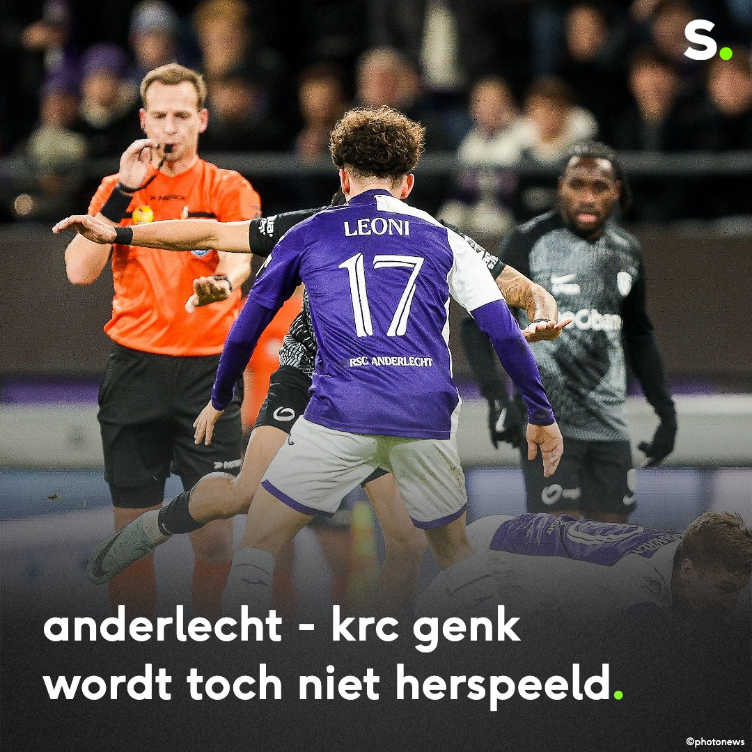 sporza's tweet photo. Anderlecht - Genk wordt dan toch niet herspeeld. #JPL 

https://t.co/bHP9B6jnZq https://t.co/Dv8iTf1V6V