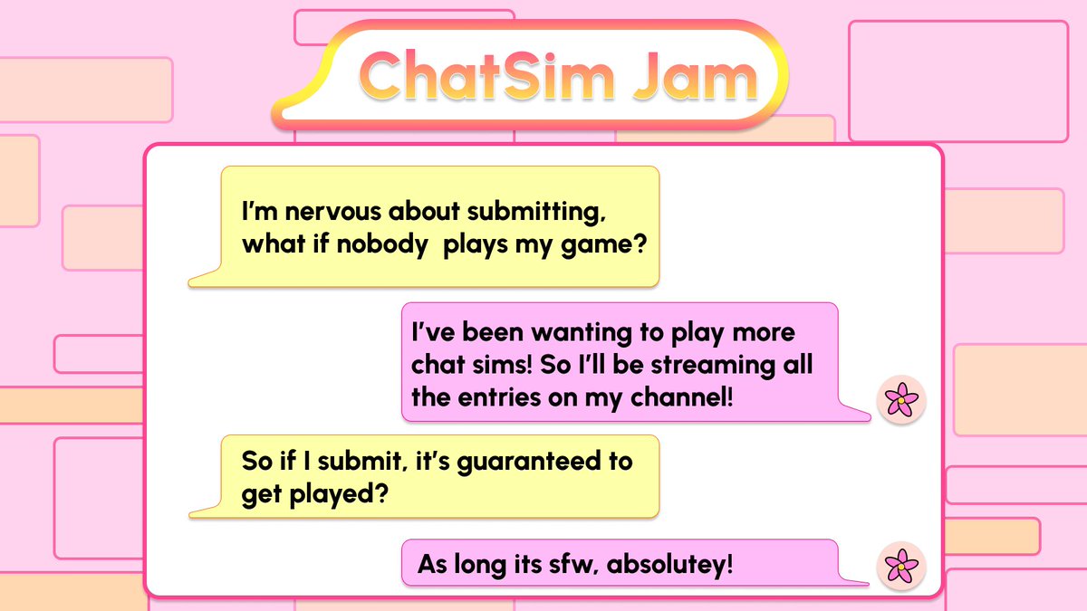 CHATSIM JAM STARTS IN 10 DAYS Y'ALL!!! 

We've got a special benefit to submitting a game to our jam! #CSvnjam 👀