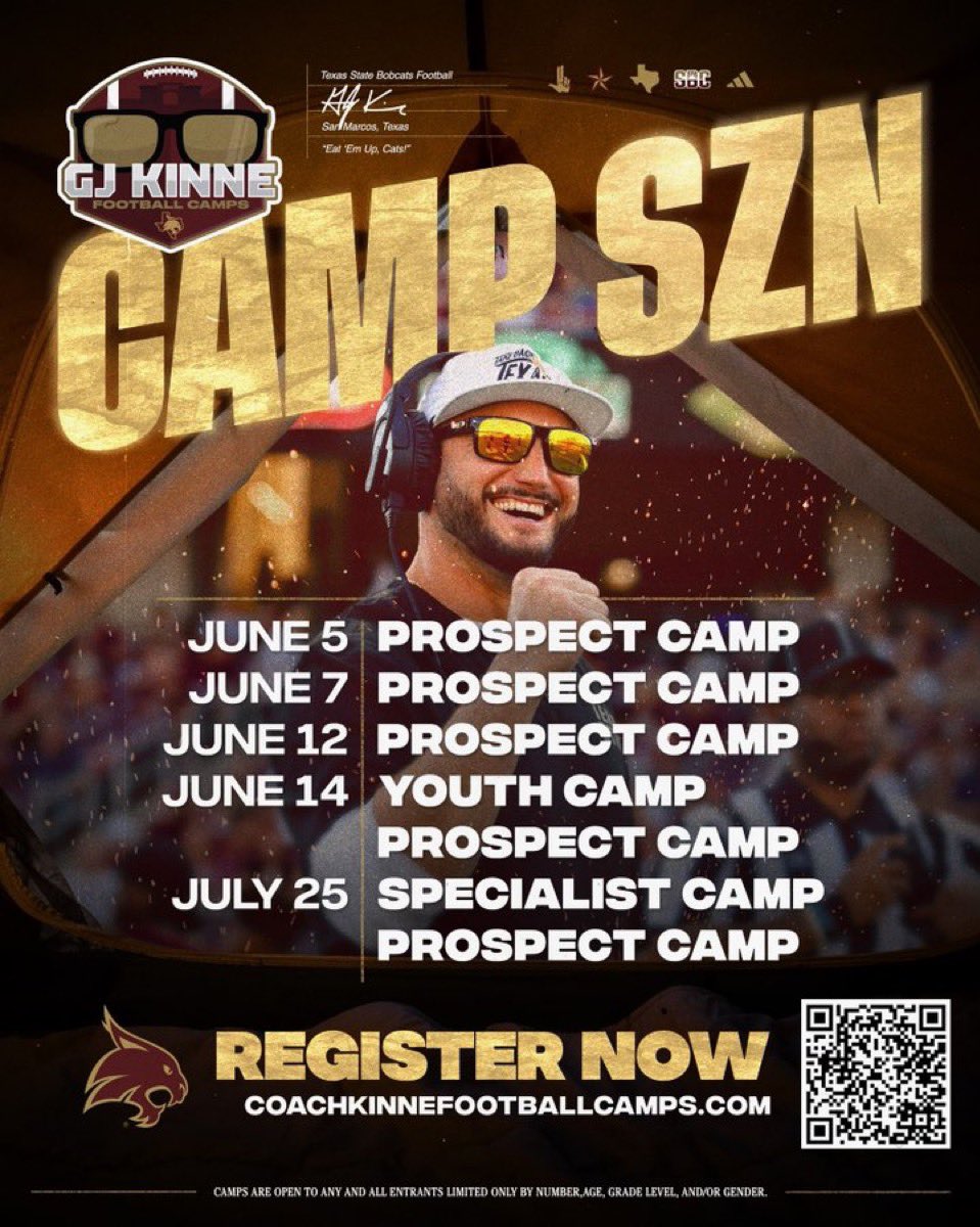Let’s #TakeBackTexas this summer ‼️‼️ Come get evaluated in person and EARN a Scholarship 🗣️ coachkinnefootballcamps.com
