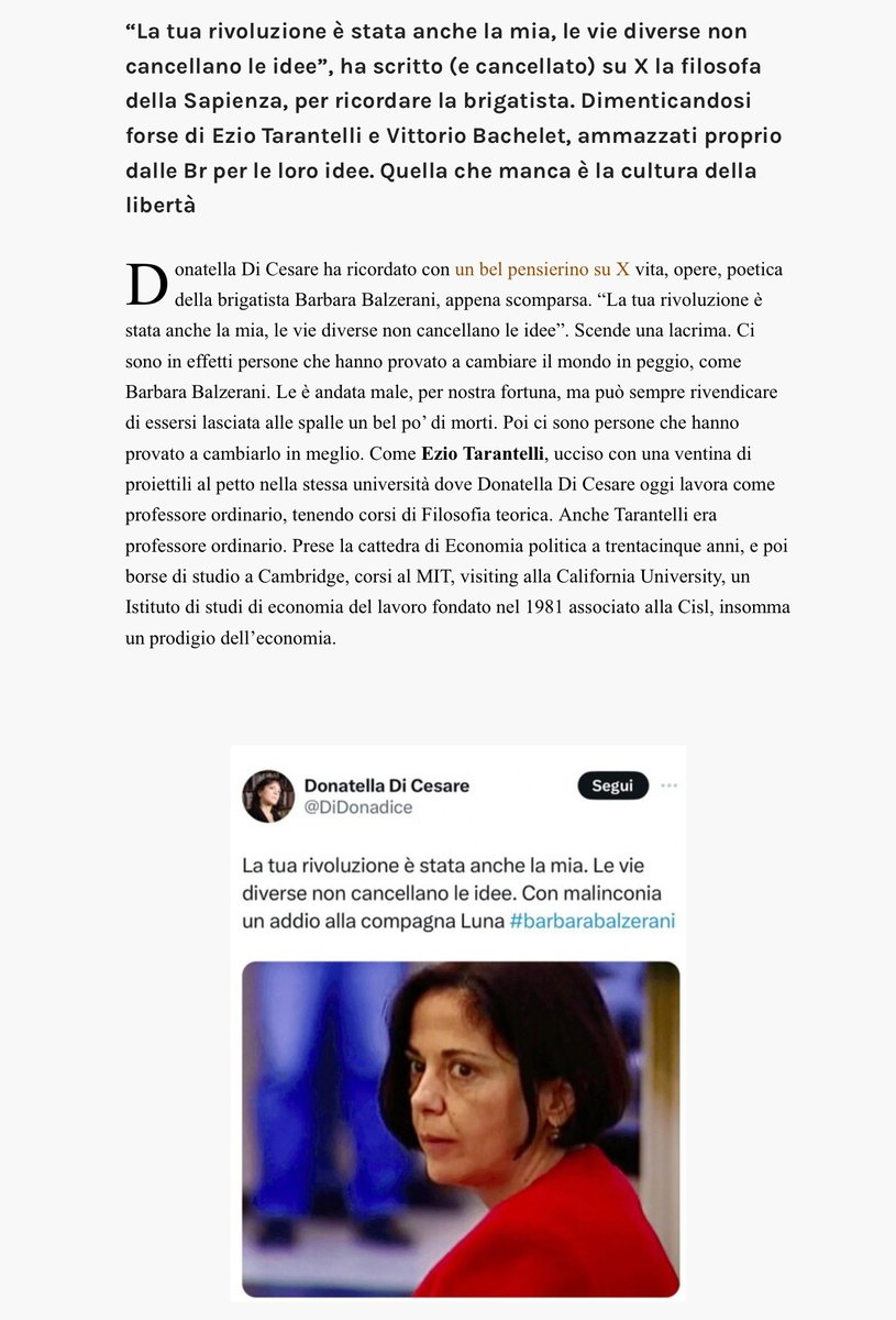 PeppeMorano's tweet photo. Quei rivoluzionari uccisi da #Balzerani, nella stessa università di Di Cesare 
#Tarantelli
#Bachelet
https://t.co/y8j4Y0VSOQ via @ilfoglio_it https://t.co/SYvQ0mOMb1