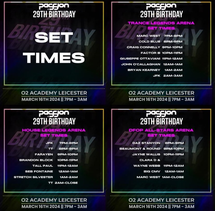 ——PASSION—— @O2AcademyLeic 16th MARCH 🔥 3ROOMS BIGGEST NAMES FROM HOUSE & TRANCE @bryankearney @SubcultureJOC @GOttaviani @Factor_B_Music @DJTallPaul @sebfontaine @Brandonblock LOADS MORE WE PLAYING B2B SET 11-12am BUZZIN 29yrs THE BEST NIGHTS EVER 🔥🔥