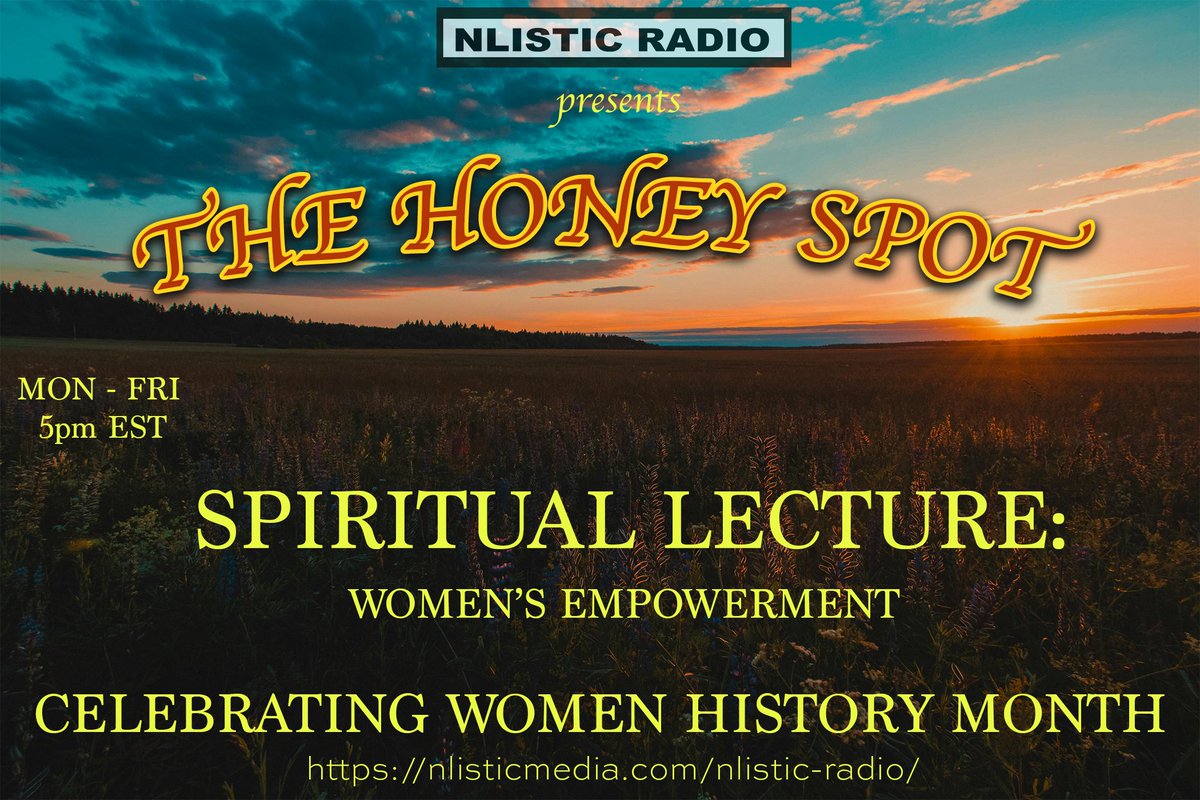 Check out episode of The Honey Spot Monday-Friday at 5pm EST on Nlistic Radio nlisticmedia.com/nlistic-radio 
#NLISTICRADIO #thehoneyspotradioshow #WomensHistoryMonth #toyhoneythepoet #podcast #art #love #radio #internetradio