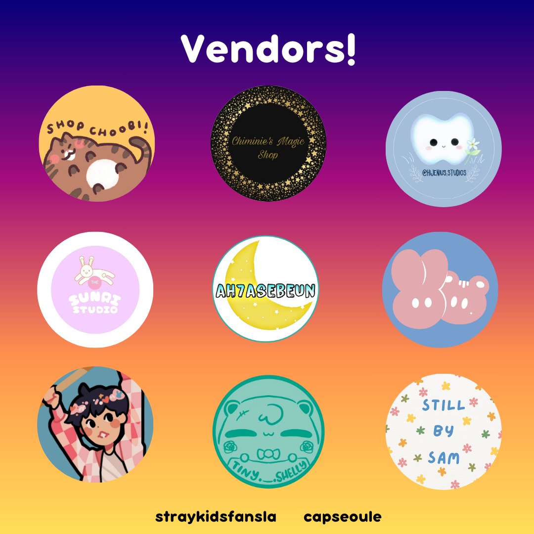 StrayKidsFansLA's tweet photo. Check out our amazing vendors for STAYcation!! https://t.co/Eu6nTQE4T4