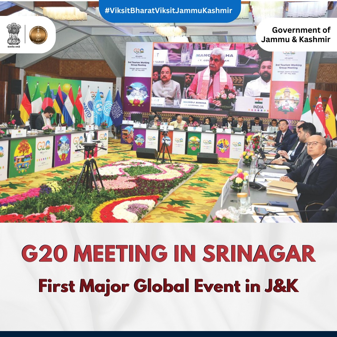 #ViksitBharatViksitJnK G20 Meeting In Srinagar First Major Global Event in J&K . #PMInKashmir @PMOIndia @HMOIndia @OfficeOfLGJandK @MIB_India @PIB_India @DDNewslive @airnewsalerts @PIBSrinagar @CBCJammuKashmir