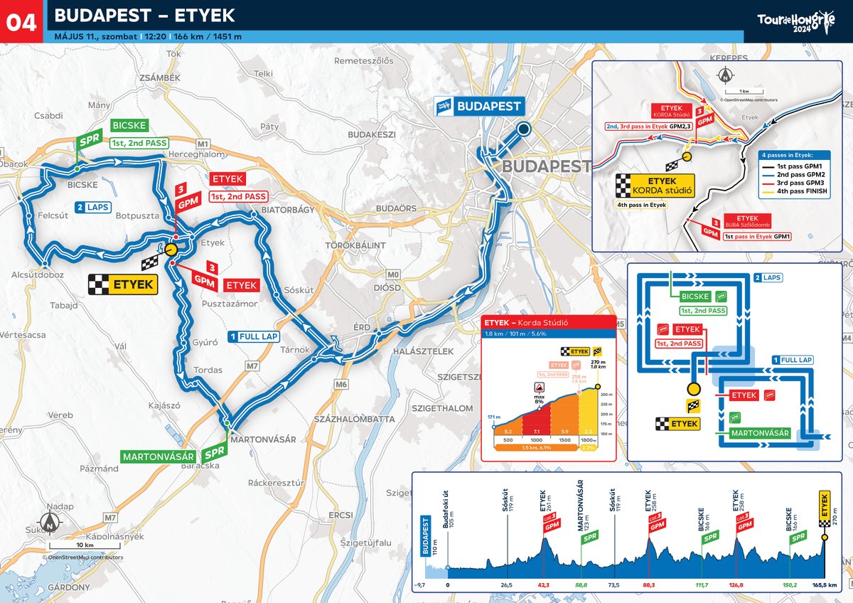 #TourdeHongrie Stage 4 📆11 May 2024 🚩12:20 (CET), Budapest, Heroes' Square 🏁16:30 (CET) Etyek, Korda Studio ↔️165,5 km ↕️1451 m 🏔️1,8 km; 5,6%
