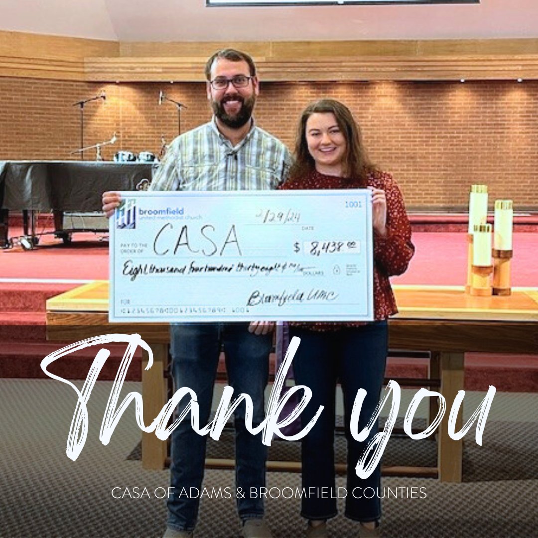 CASA17th's tweet photo. We are so thankful to our longtime partner, Broomfield United Methodist Church, for including us as a beneficiary of their Christmas Eve service offering this past holiday season!
Thank you so much!
#casa17th https://t.co/JN47mu3b0V