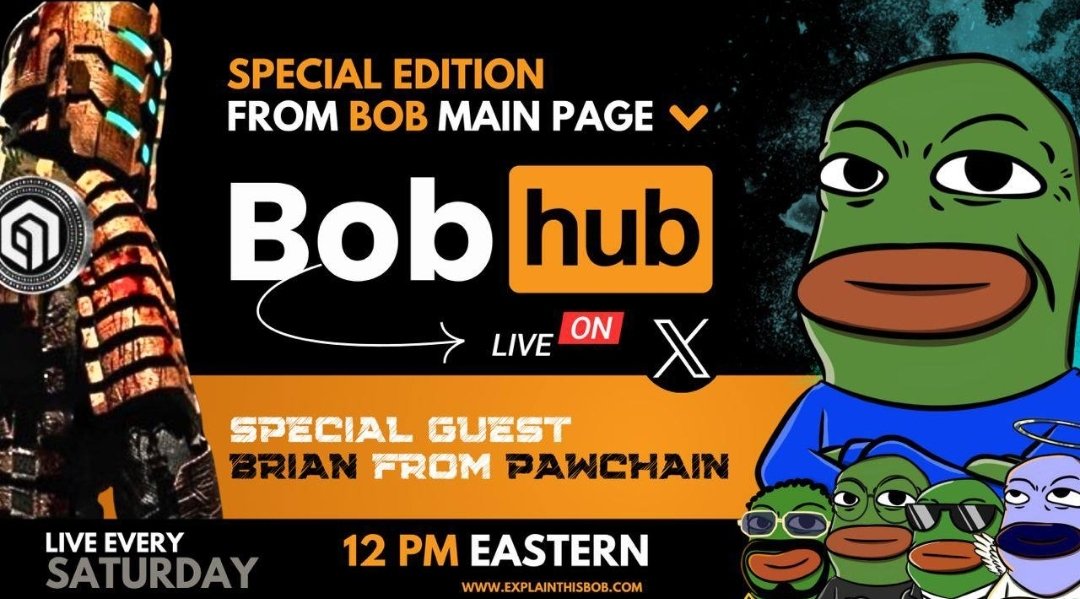 #AMA #BOB #PAW #community Make sure you join @BobEthToken for a #SpeciaL edition of $BOB Hub this Saturday, March 9th at 12 pm ET! 🗓️👀 Special guest @SoaringB_Rad from @PawChain will be there to answer questions and share project updates. There's-a-lot to discuss! ✨🗣️🐾🐾🐸✨