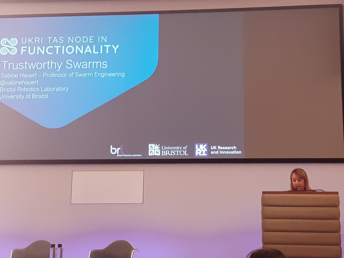 tas_function's tweet image. Professor @sabinehauert is sharing some of our impacts from our Node and across our swarm projects at the #TASShowcase24 #robotics #AutonomousSystems #AI #swarm