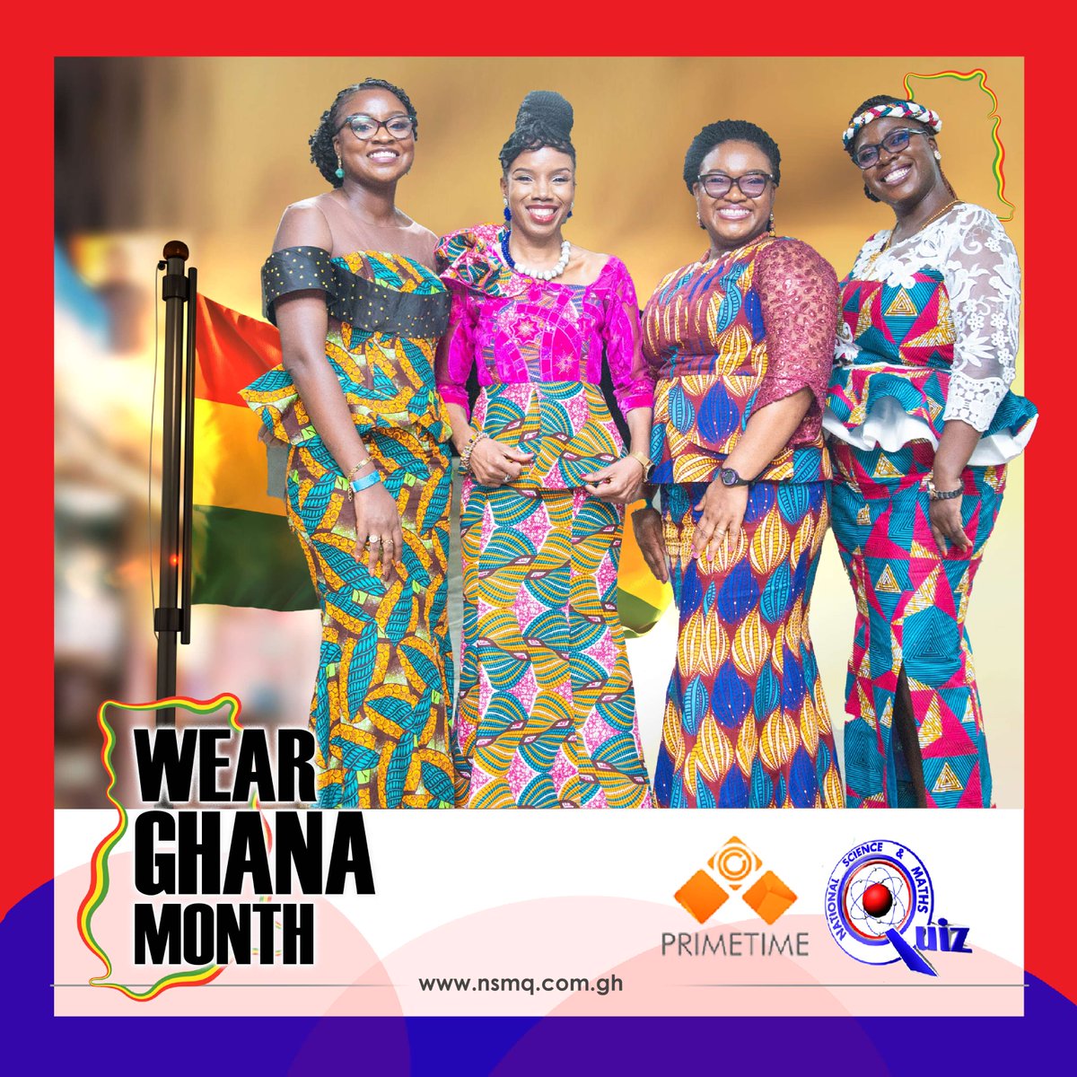 Celebrate Wear Ghana Month with us! Check out our Quiz Mistresses rocking their stunning African Wear. It's your turn now! Let's see you in your favourite African wear💃 #Primetime #WearGhanaMonth