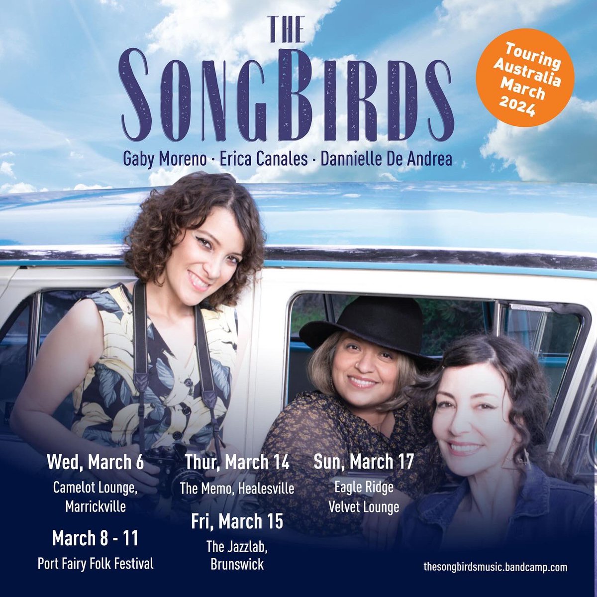 TheSongBirds3's tweet photo. Facebook and Instagram are down so we’ll have to tell you on here, our Australian tour starts tonight at @CamelotLounge in Sydney followed by @PortFairyFF this weekend!! Tix here - https://t.co/dotSOFZEGh https://t.co/5UhGD2J8pS