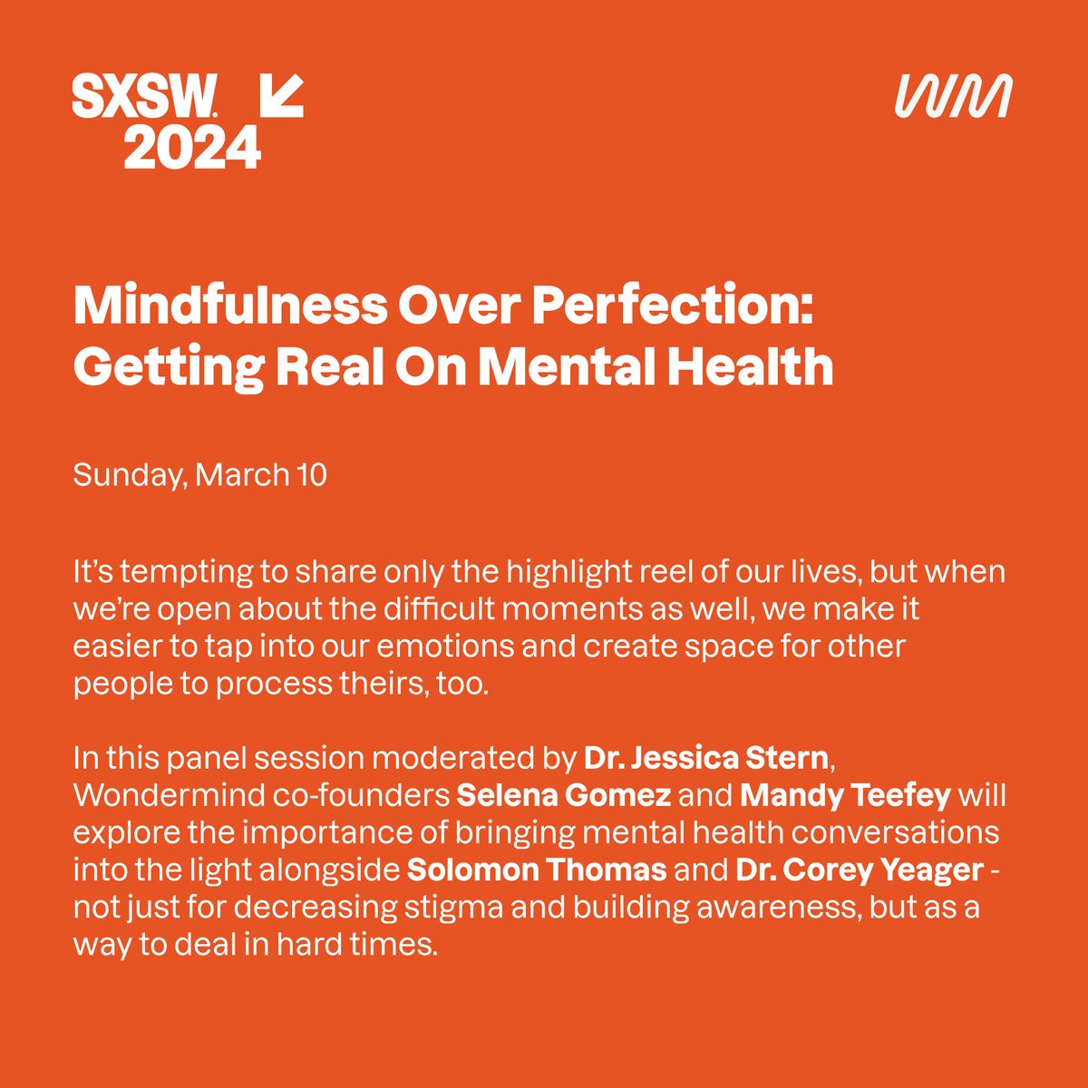 The incredible @letswondermind team will be hosting a panel at @sxsw on Sunday, March 10th! They will discuss the importance of bringing mental health conversations into the light - you won't want to miss it. More details below!