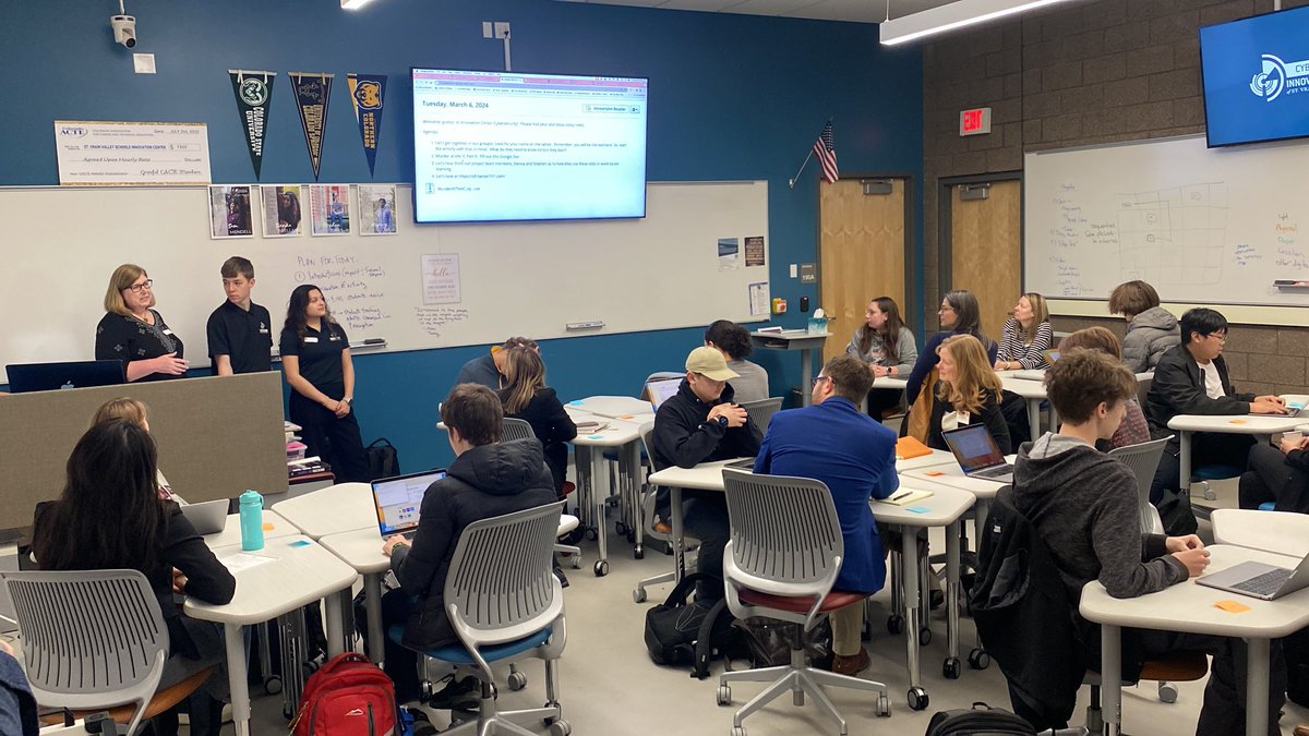 And here our National Cybersecurity Educator of the Year, <a href="/bethcerrone/">Beth Cerrone</a> , along with her students, is leading a cybersecurity session called Murder at the IC. Oh no!! Participants are learning about how to use command line to strengthen a computer’s security.