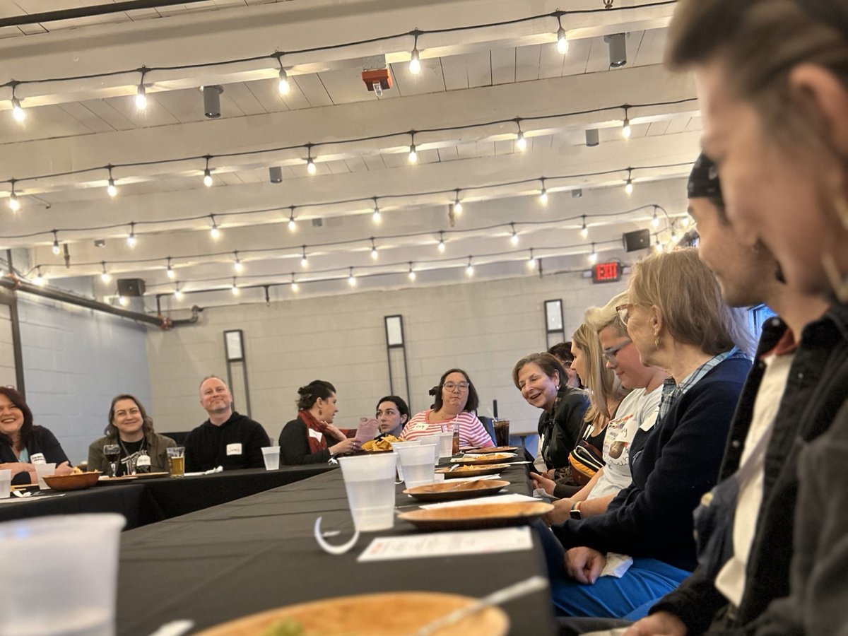 INSoybean's tweet image. ISA and ICMC partnered with Indiana Family of Farmers to sponsor Food For Thought's dinner series called "Chew on This: What's On Your Plate?" Indiana residents gathered in eight different locations to explore how we produce and consume food as humans. #soycheckoff #corncheckoff