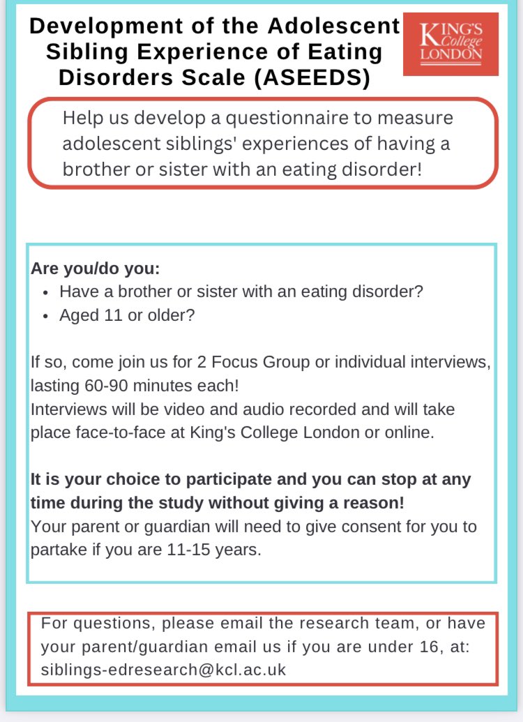 We have now extended the age range for eligible participants and are now also accepting siblings aged 18+. Please email the research team at the email address provided below for more information <a href="/MariaLivanou1/">Dr Maria Livanou</a>