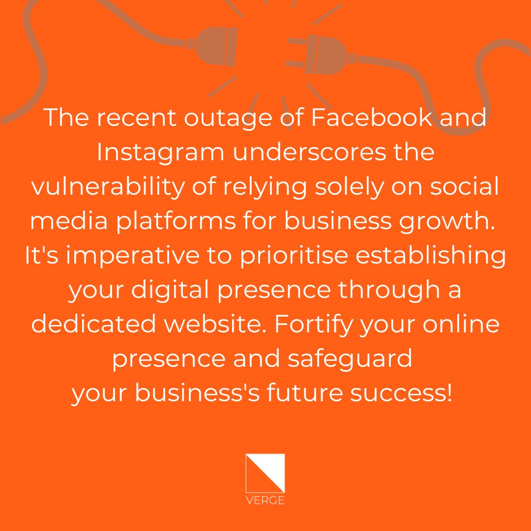 The recent Facebook and Instagram outage emphasises the need for a diversified approach. Prioritise your business's online presence through a dedicated website. Act now to fortify business success! #DigitalStrategy #BusinessResilience #FacebookDown #InstagramDown