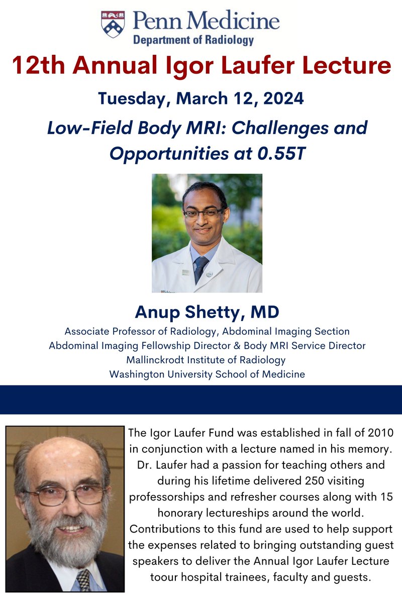 The Annual Igor Laufer Lecture is back! 🚨🗓️ Join us next week for a special talk with guest speaker Dr. Anup Shetty @nupedogg