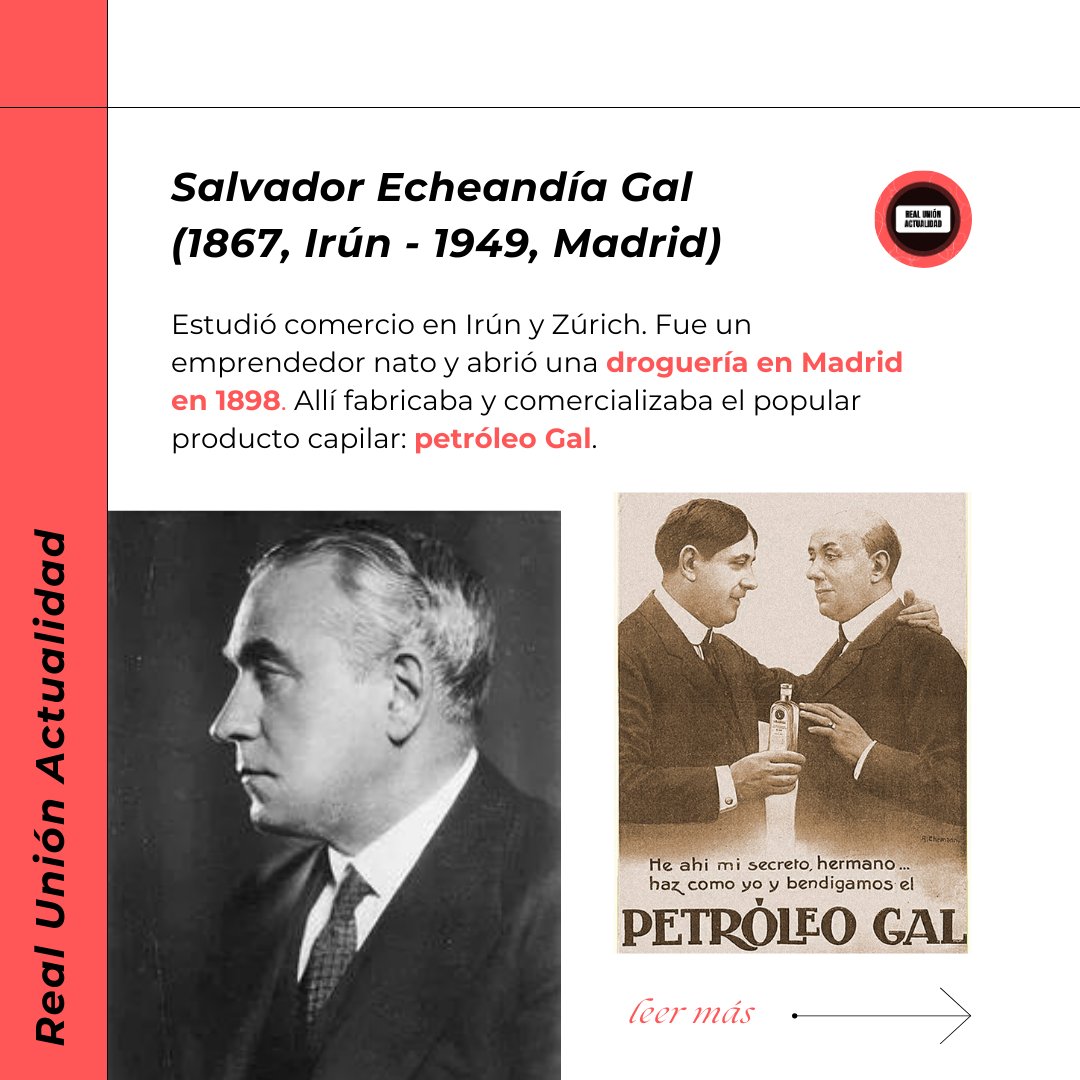 ActualidadUnion's tweet photo. 🔍 Conoce algunos datos de la vida del ilustre irundarra, Salvador Echeandía Gal.
📌El @CBAIrun organiza este 2024 un ciclo cultural entorno a su figura, coincide con el centenario de su donación de tierras para la construcción del #StadiumGal en 1924
🔗https://t.co/vg1vuR5feh https://t.co/RgS74IxgYG