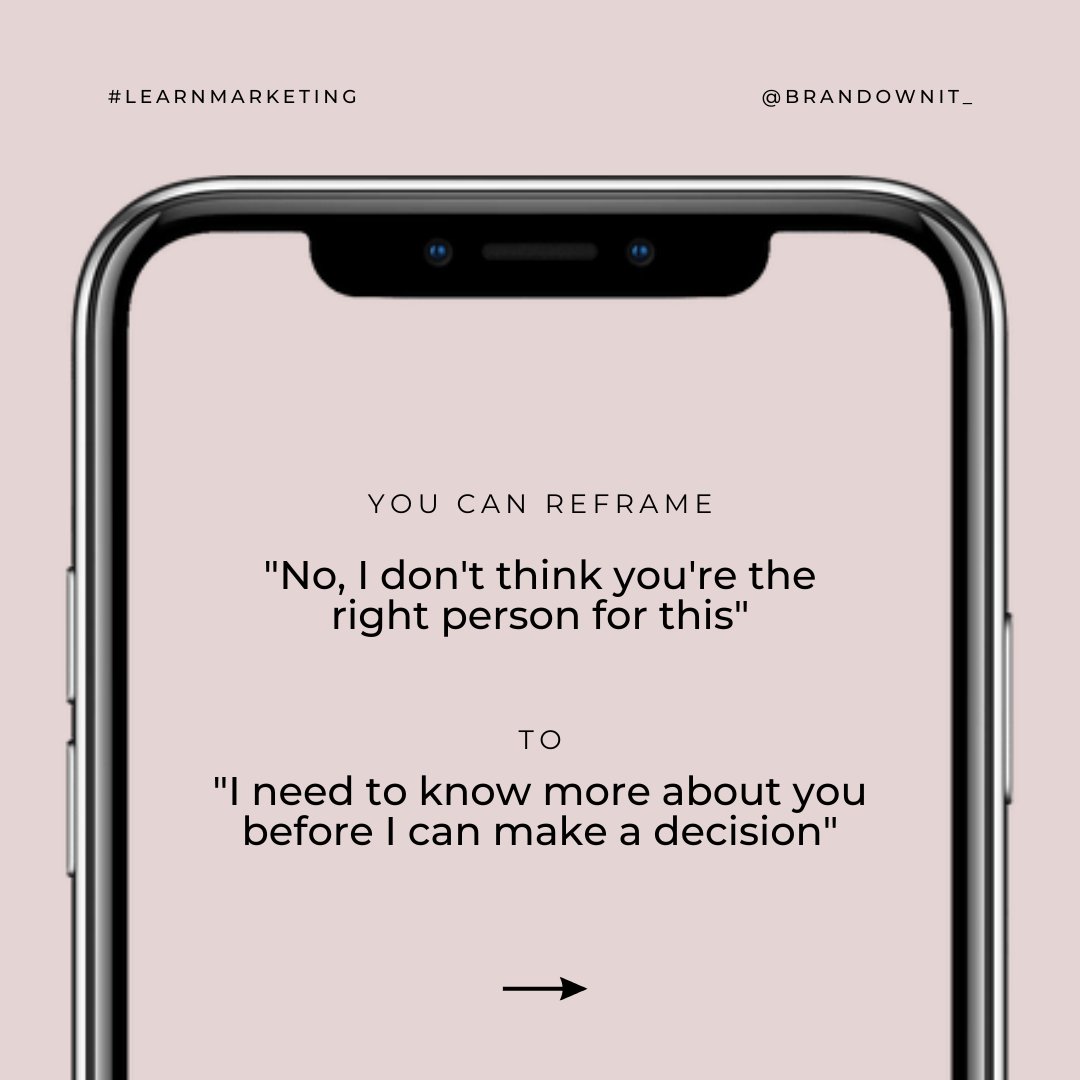 Brandownit's tweet image. When a client says no, it's not the end—it's a learning opportunity! Every 'no' brings you closer to the right 'yes'!
#clientobjections #learningopportunity #businessgrowth #positiveoutlook #professionalism #futurecollaboration #persistencepaysoff #salestips