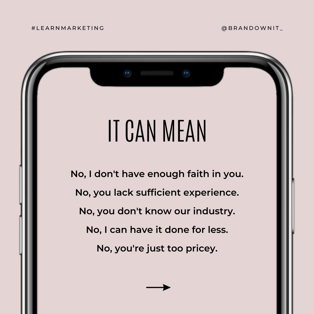 Brandownit's tweet image. When a client says no, it's not the end—it's a learning opportunity! Every 'no' brings you closer to the right 'yes'!
#clientobjections #learningopportunity #businessgrowth #positiveoutlook #professionalism #futurecollaboration #persistencepaysoff #salestips