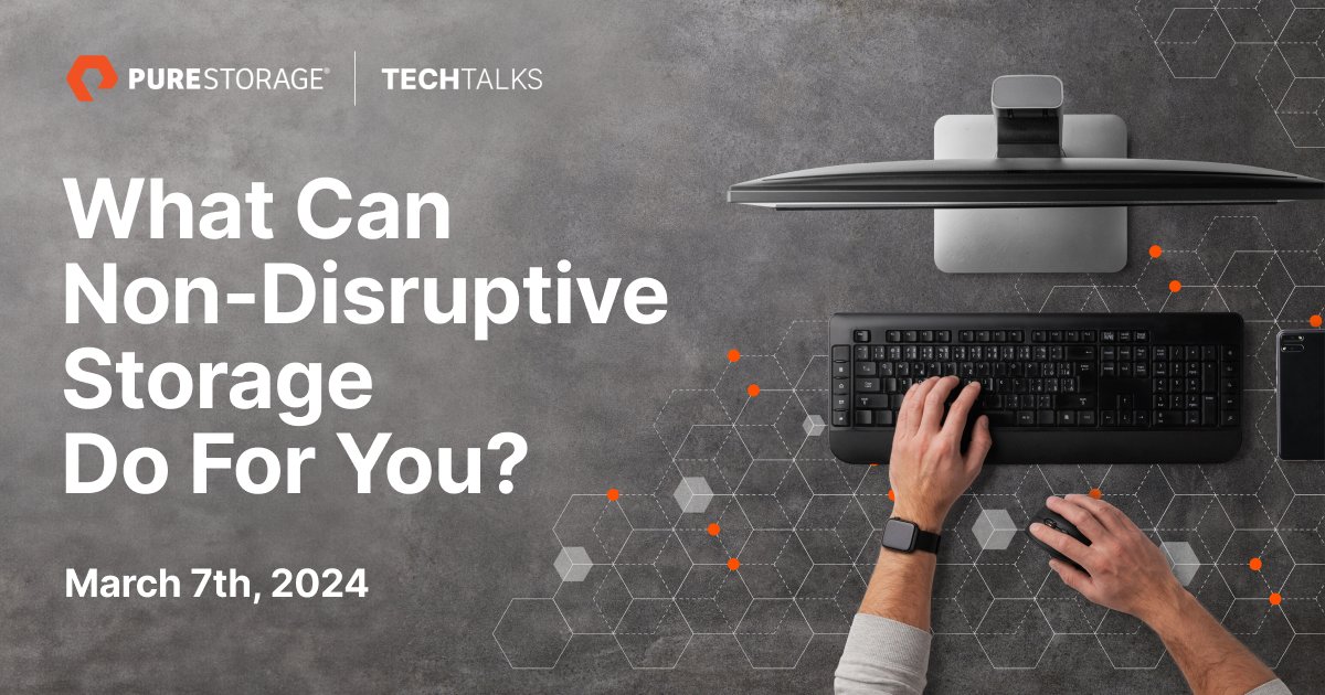 Was kann Non-Disruptive Storage für Sie tun? 🤔 Erhalten Sie alle Antworten im #TechTalks-Webinar, das von Kevin Rickson und Donald Poorman veranstaltet wird ✅ 📆 7. März 20204 ⌛ 15:00 Uhr 🎟️ Sichern Sie sich Ihren Platz: bit.ly/49UXzX2 #PureStorage #webinar