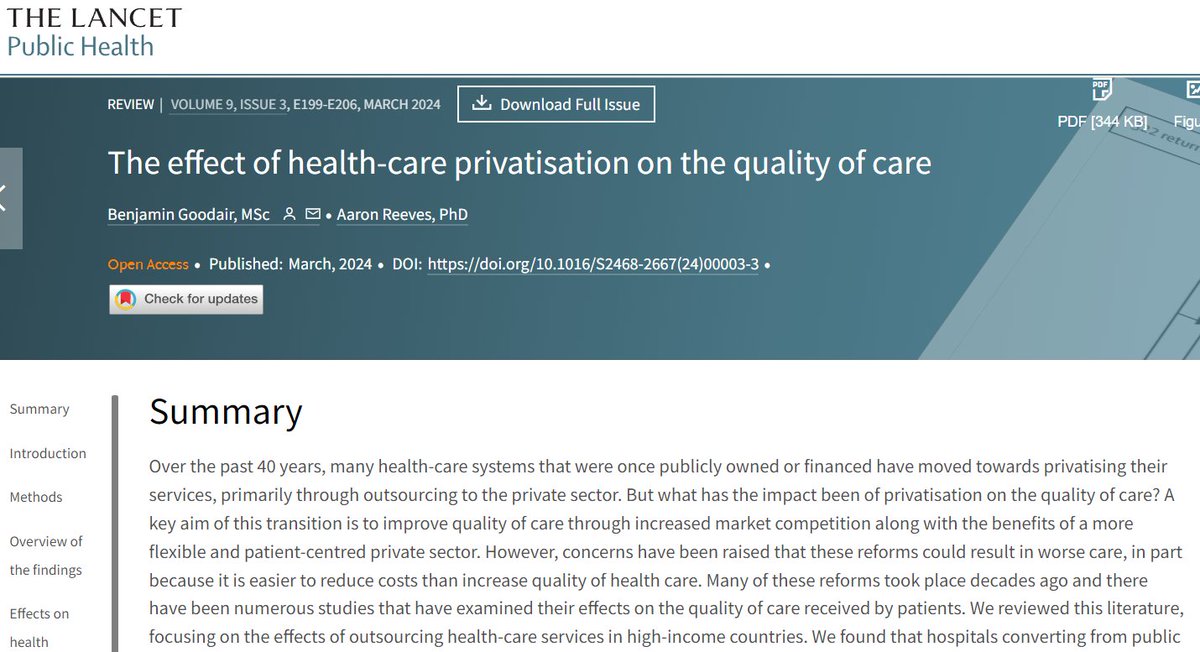 metodologica_cl's tweet image. 🏥 | Estudio liderado por la Universidad de Oxford encontró que la privatización de hospitales tiende a empeorar la calidad de la atención médica, desafiando la idea de que la privatización mejora la atención sanitaria.