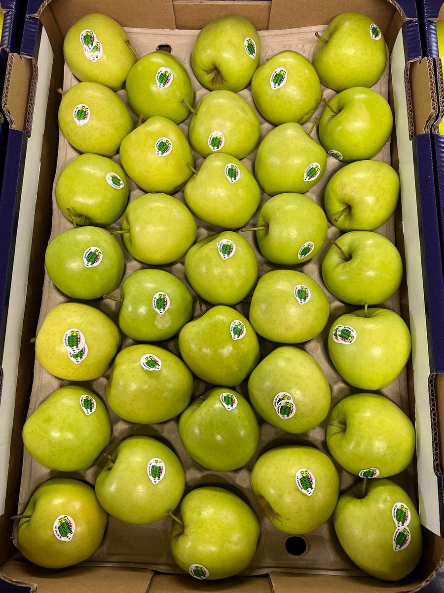 Here are our Spanish citrus and French apples.