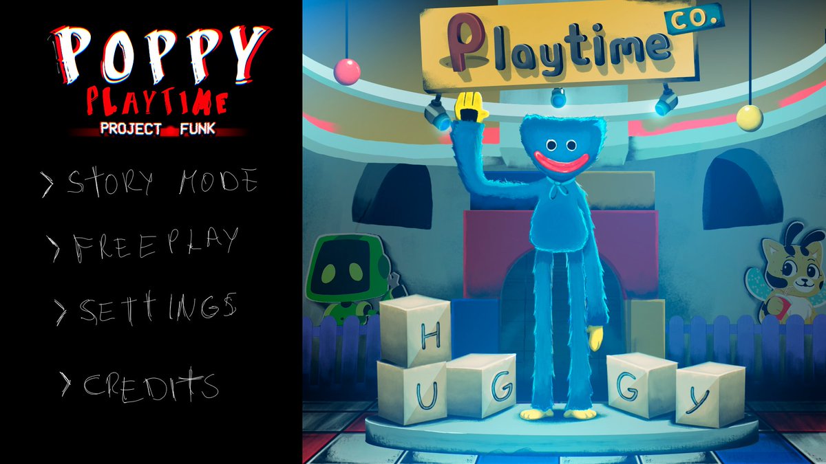 project_funk's tweet image. 🔱HELLO AND WELCOME TO PLAYTIME CO🔱.
i am here to introduce the mod to the world, we are a poppyplaytime mod we want to create a good mod about this indie horror game created by mob games

concept menu created by: @CyberKiller41 :))