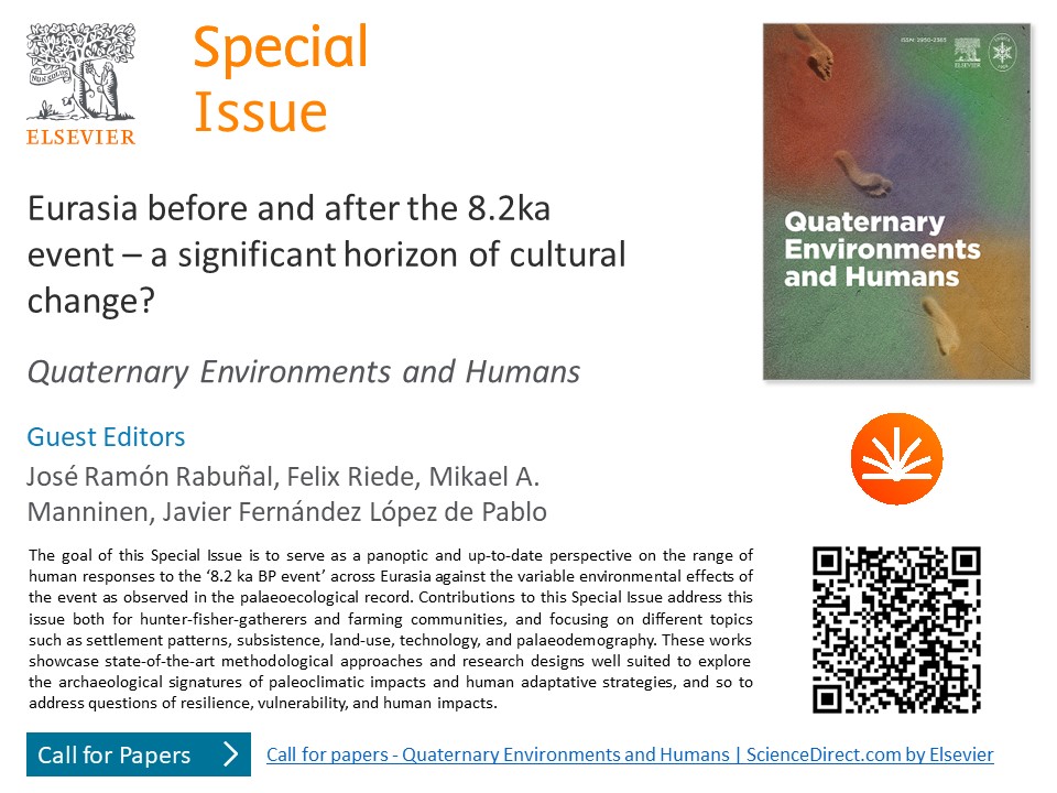 rabunhal's tweet image. 🚨Call for Papers🚨
📊Working on the impacts of the 8.2ka BP event on human socio-ecological systems?
📝Consider submitting a paper to our VSI in #QEH "Eurasia before and after the 8.2ka event – a significant horizon of cultural change?"
🔗sciencedirect.com/journal/quater…