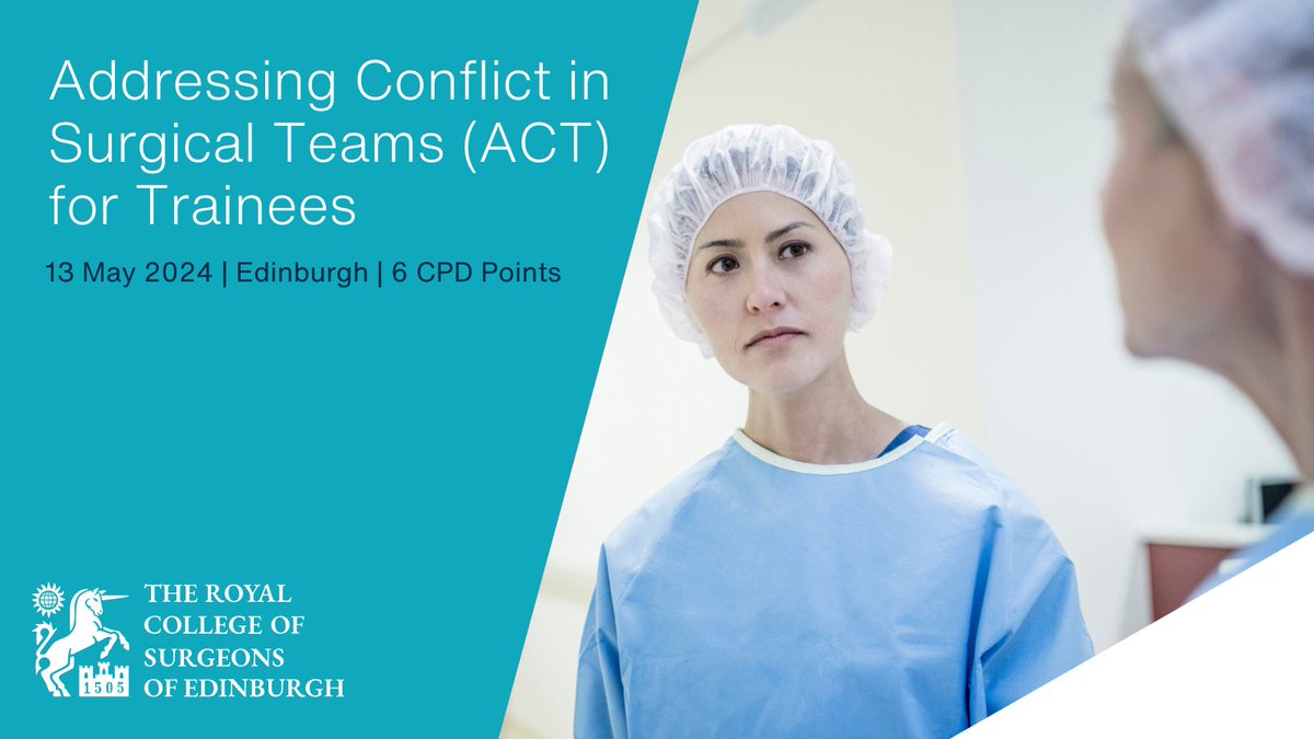 Supported by the Faculty of Surgical Trainers, RCSEd is delighted to launch its Addressing Conflict in Teams (ACT) course. This course aims to enhance workplace dynamics and promote effective teamwork. Sign up today! tinyurl.com/59x5cxbh