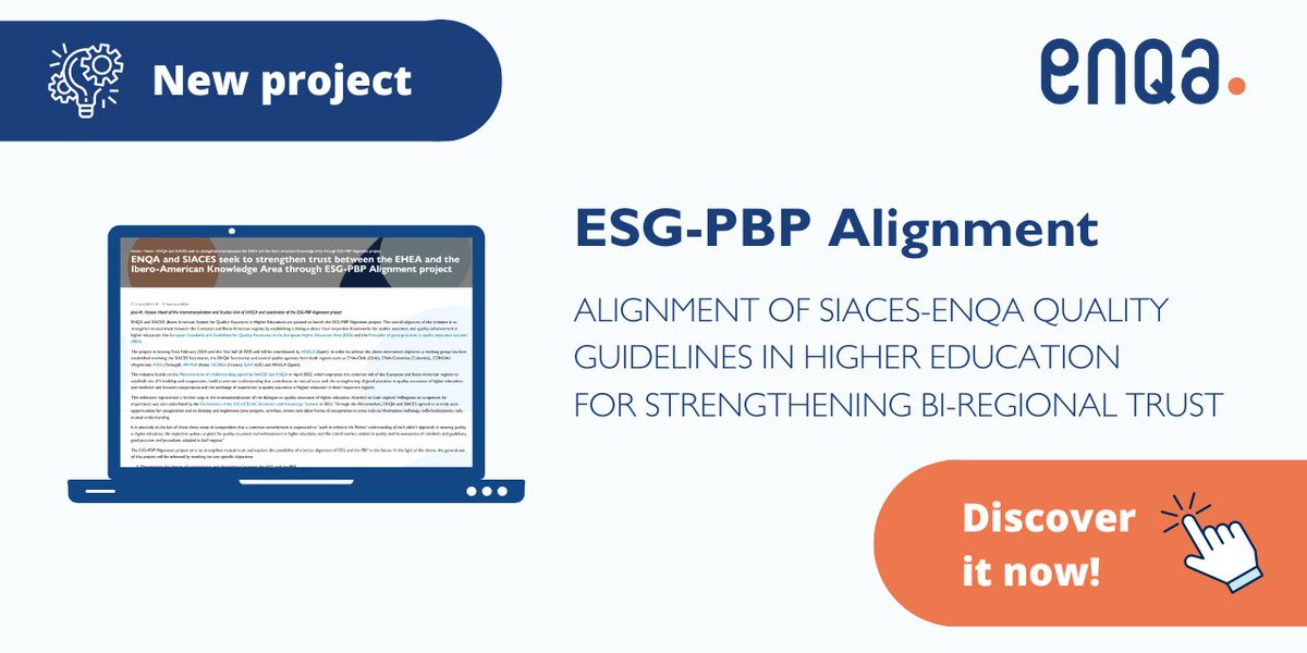 🆕 ENQA and SIACES are pleased to launch a new project to strengthen trust between the #EHEA and the Ibero-American Knowledge Area, led by @ANECAinfo. ➡️ Read our latest article by José M. Nyssen (ANECA) to learn more: enqa.eu/news/esg-pbp-p… #highereducation #highered