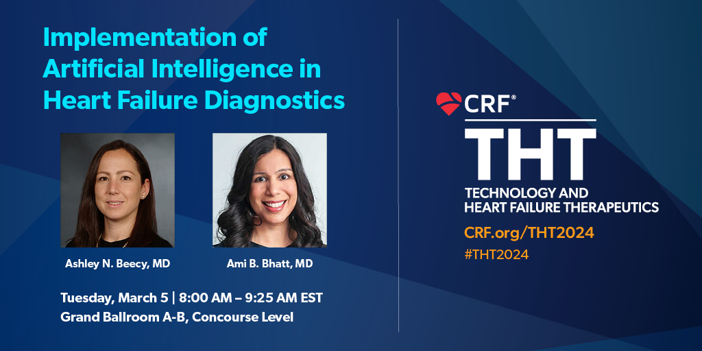 Dive into the future of #heartfailure diagnostics with a #THT2024 session on #AI. 💻 Join us at 8 AM as we explore cutting-edge technology and its impact on patient care. 🚀 @AmiBhattMD @manreetkanwar @JagSinghMD @NirUrielMD @haiderwarraich @hmkyale @rohan_khera @AkhilNarangMD