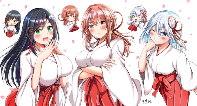 甘神巫女三姉妹!!!#巫女の日  #甘神さんちの縁結び 