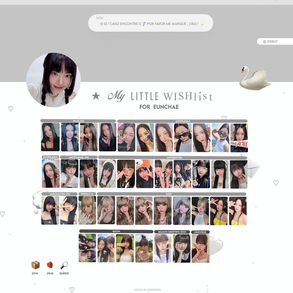 910buy's tweet image. ✧   :   910buy ' s  feedback  .

feedback positivo para @princreii que fez essa wishlist lindica da eunchae para mim. todo o processo foi super tranquilo, a domi sempre um amor e ficou exatamente do jeitinho como eu queria. muito obrigada ! ♡ .