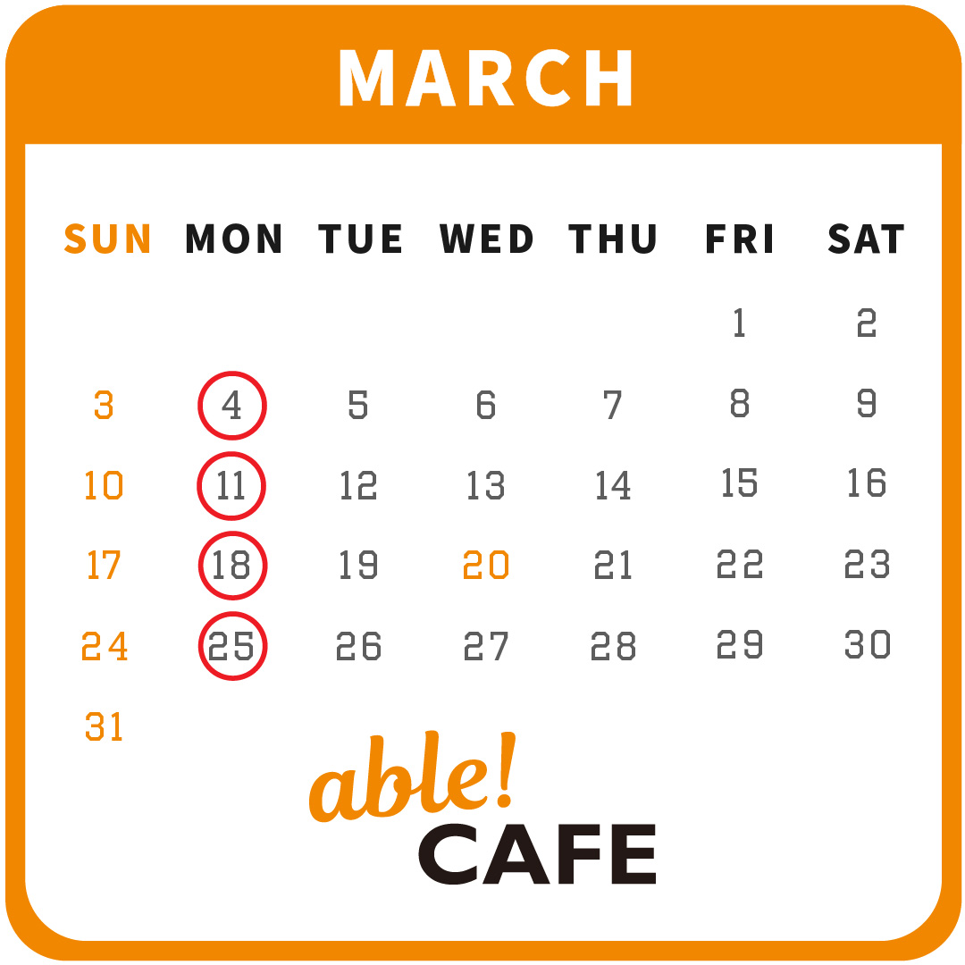 able_cafe's tweet photo. 🌸3月の営業カレンダーになります🌸

平日 11時〜18時(L.O17時30)
土日祝 10時30〜18時(L.O17時30)

⭕️がお休みになります🐶
暖かくなってきて過ごしやすい日が増えてきましたね☺️
ワンちゃんも心地よく遊べるので皆様ぜひ
able!へ遊びに来てください🐶 https://t.co/FlaDVei3do