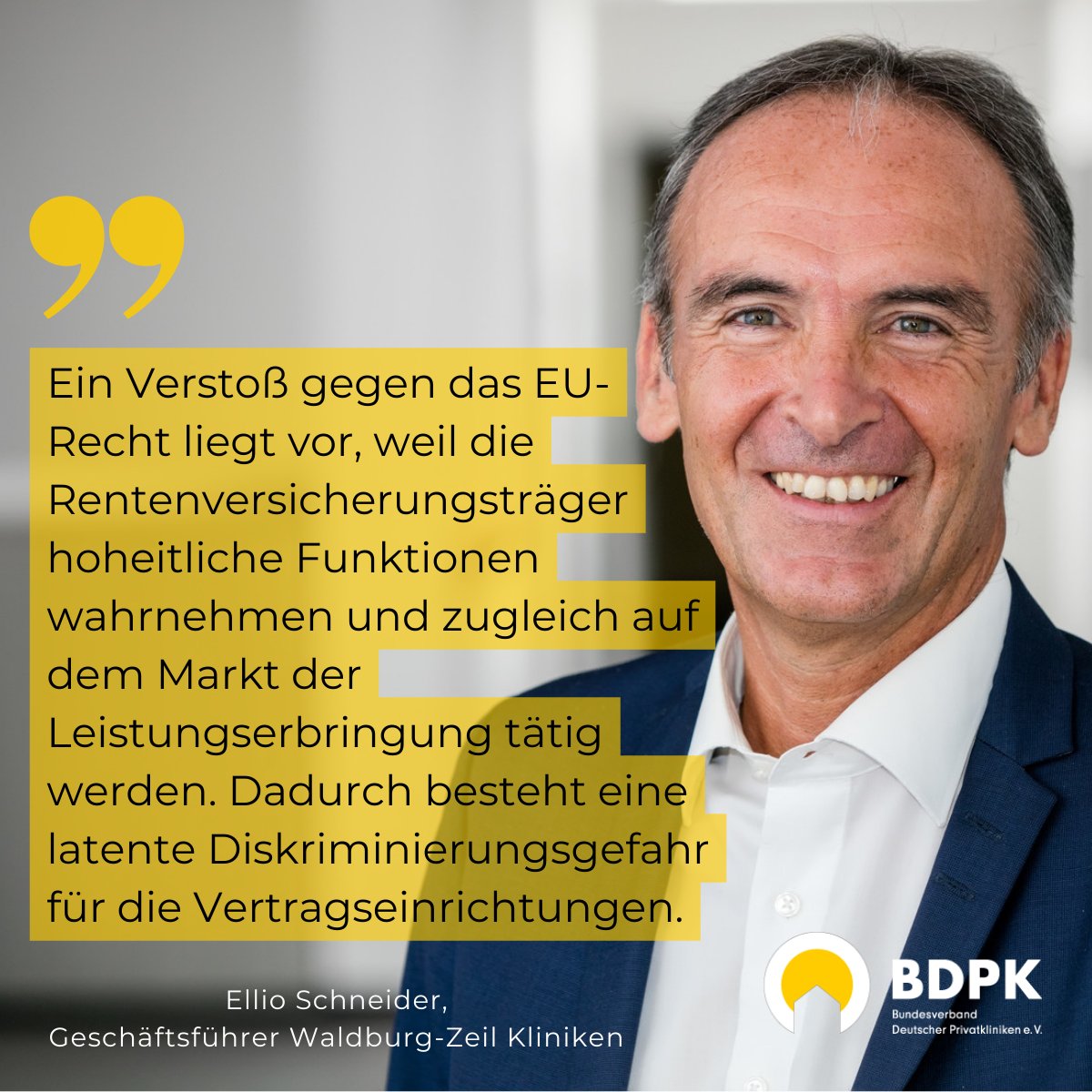 BDPK e.V. (@bdpk_ev) on Twitter photo "Uns blieb nur der Rechtsweg", sagt <a href="/EllioSchneider/">Ellio Schneider</a>, BDPK-Vorstandsmitglied und Geschäftsführer der Waldburg-Zeil Kliniken, im Interview. Seit dem 1. Juli 2023 gelten die Verbindlichen Entscheidungen der Deutschen Rentenversicherung. Nun gehen Reha-Einrichtungen juristisch "Uns blieb nur der Rechtsweg", sagt <a href="/EllioSchneider/">Ellio Schneider</a>, BDPK-Vorstandsmitglied und Geschäftsführer der Waldburg-Zeil Kliniken, im Interview. Seit dem 1. Juli 2023 gelten die Verbindlichen Entscheidungen der Deutschen Rentenversicherung. Nun gehen Reha-Einrichtungen juristisch