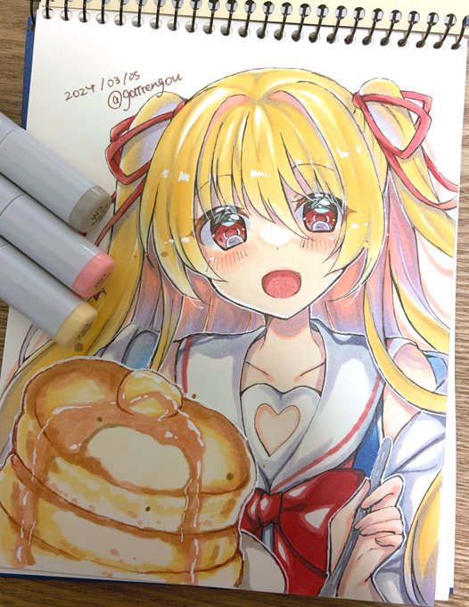 「looking at viewer pancake」 illustration images(Latest)