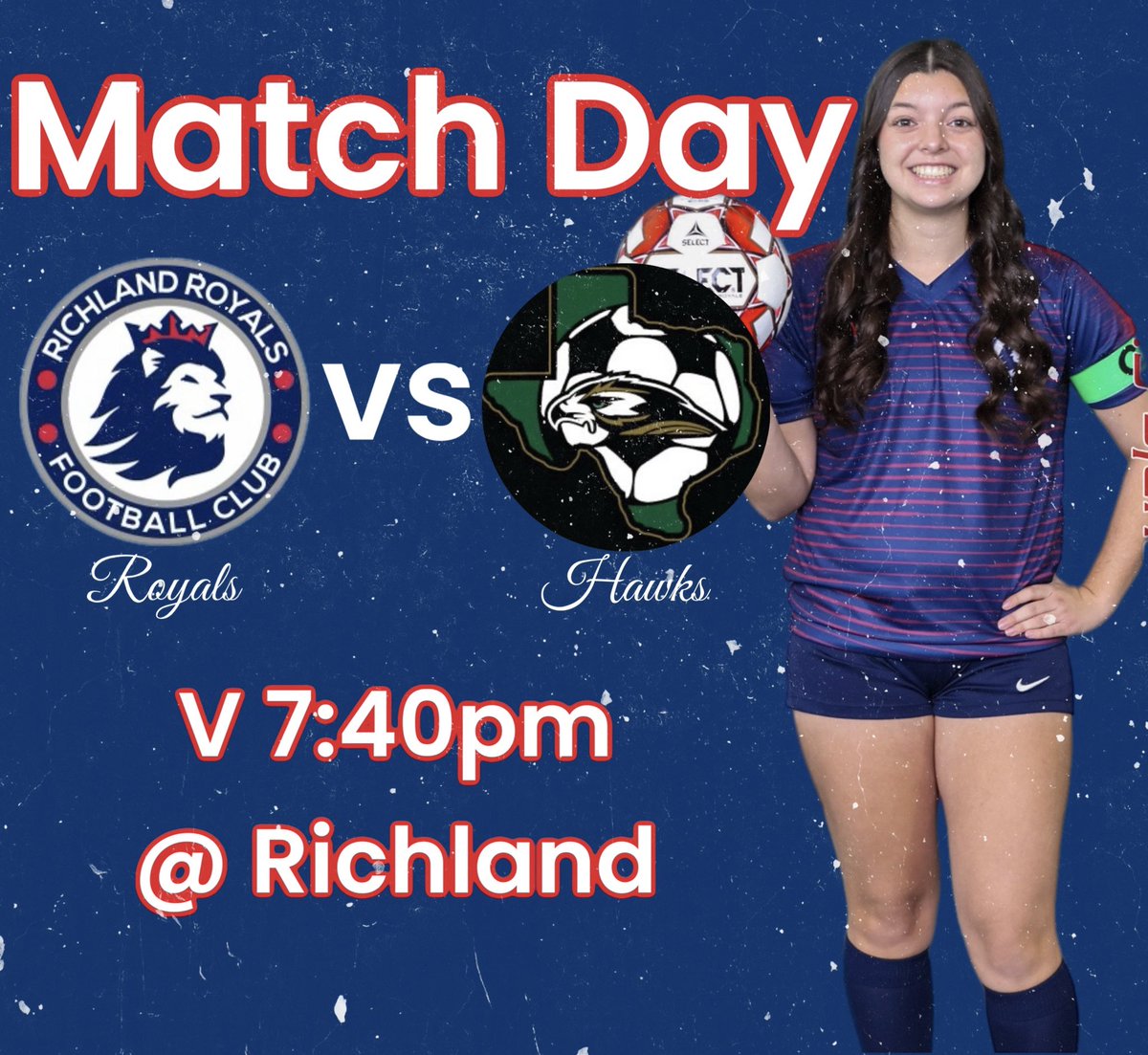 Game Day! The Lady Royals have a home game vs Birdville tonight. Royals Varsity at 5:30pm and then the Lady Royals Varsity after. YWNA @Gosset41 @dfwvarsity @LethalSoccer @DFW_Girls_HS_VS @tascosoccer @Richlandhigh @RoyalsSoccerRHS @BirdvilleISD