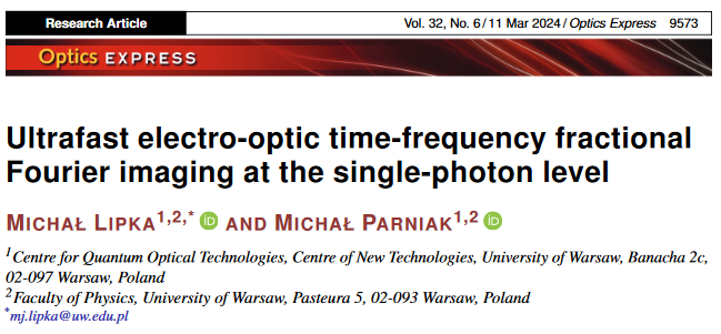 michalparniak's tweet photo. Our work from @QOT_UW / @physics_UW is published in @OpticaPubsGroup #OpticsExpress!
Work funded by the @m_j_lipka @NCN_PL PRELUDIUM grant. https://t.co/B80BnN7qxC