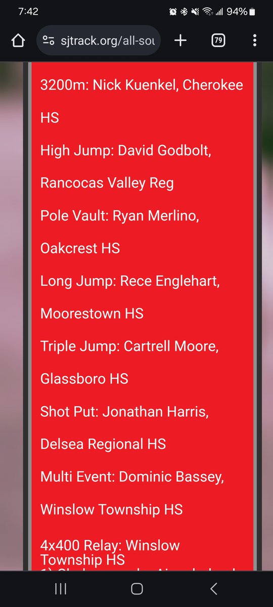 Congratulations to David Godbolt on being selected to the All South Jersey Team for High Jump by the coaches of the SJTCA!