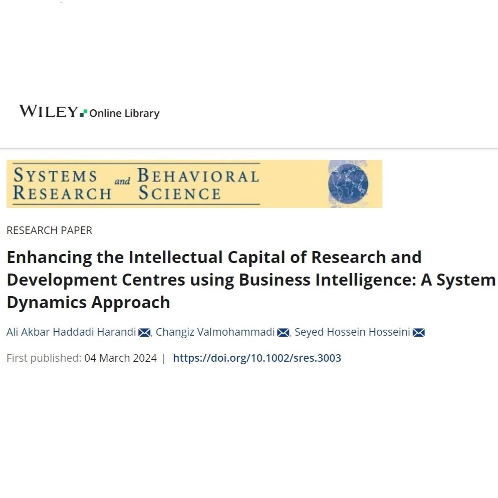 📢 Now published in Systems Research and Behavioral Science: ' Enhancing the #IntellectualCapital of #Research and #Development Centres using #BusinessIntelligence: A #SystemDynamics Approach' 
 onlinelibrary.wiley.com/share/author/4…