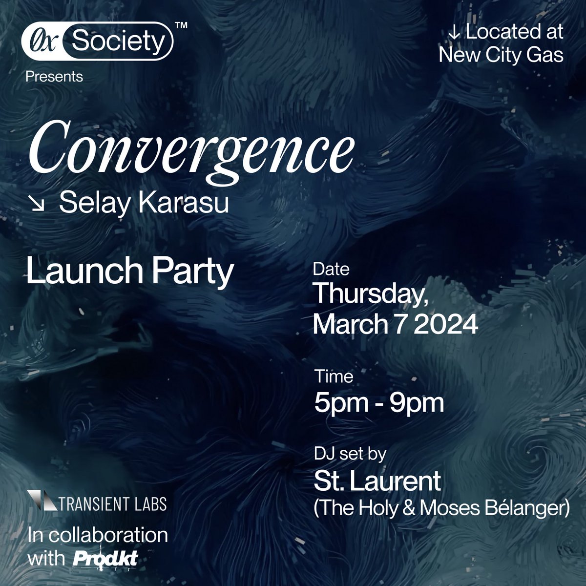0x Society™ | NFT Art Gallery (@0x_society) on Twitter photo Starting Thursday - Discover Convergence, a meditative exhibition by artist <a href="/Selayout/">Selay Karasu</a>.🌀
With great mixology and music by duo St.Laurent. 🎧
Book a free ticket here: tixr.com/groups/newcity… Starting Thursday - Discover Convergence, a meditative exhibition by artist <a href="/Selayout/">Selay Karasu</a>.🌀
With great mixology and music by duo St.Laurent. 🎧
Book a free ticket here: tixr.com/groups/newcity…
