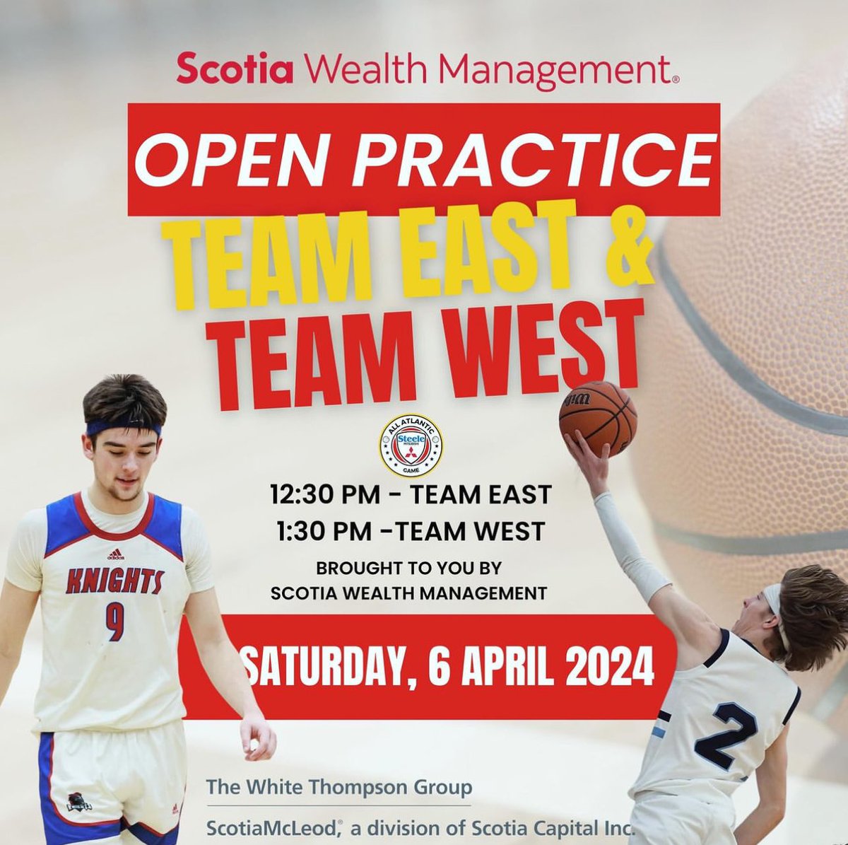 Exciting News! 🌟 For the first time this year, we’re opening our doors to YOU for an exclusive Open Practice Event Brought to by #ScotiaWealthManagement! 🎉 Witness both teams in action during practice and bring the younger ones along for a meet-and-greet with the players!