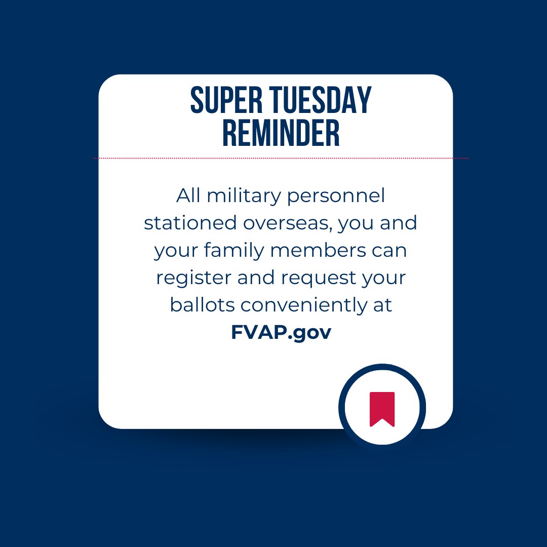 Exercise your right to vote absentee from anywhere in the world! 🗳️ It's #SuperTuesday and as a military or overseas voter, make sure your voice is heard by submitting your absentee ballot today. For more info, go to FVAP.gov! #overseascitizens #livingbroad