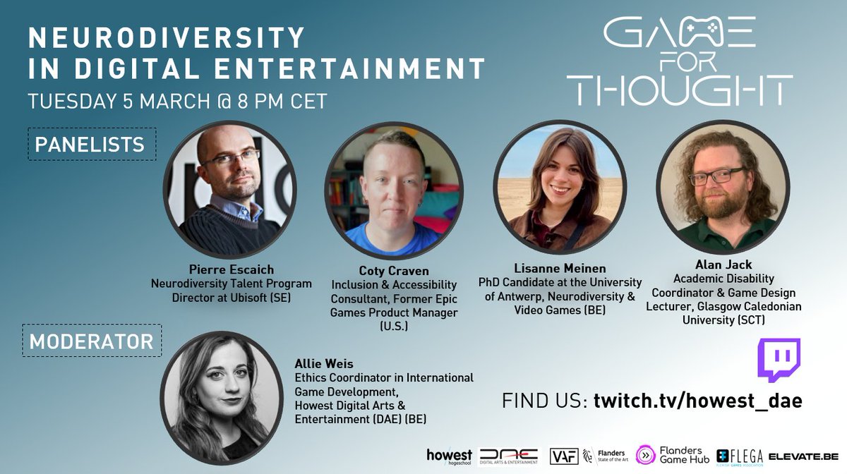 This is happening tonight! Excited to be part of it. Livestream on Twitch: twitch.tv/howest_dae