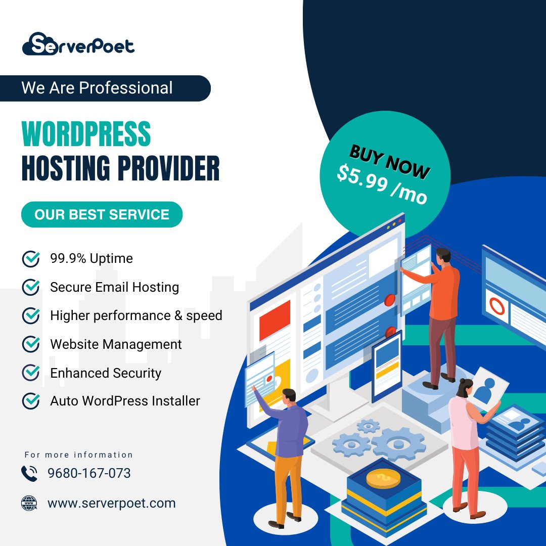 ServerPoet's tweet image. Experience the perfect blend of affordability and performance with ServerPoet&apos;s WordPress hosting.

#wordpressHosting #webhosting #webhostingprovider #pratapnagar #jaipur