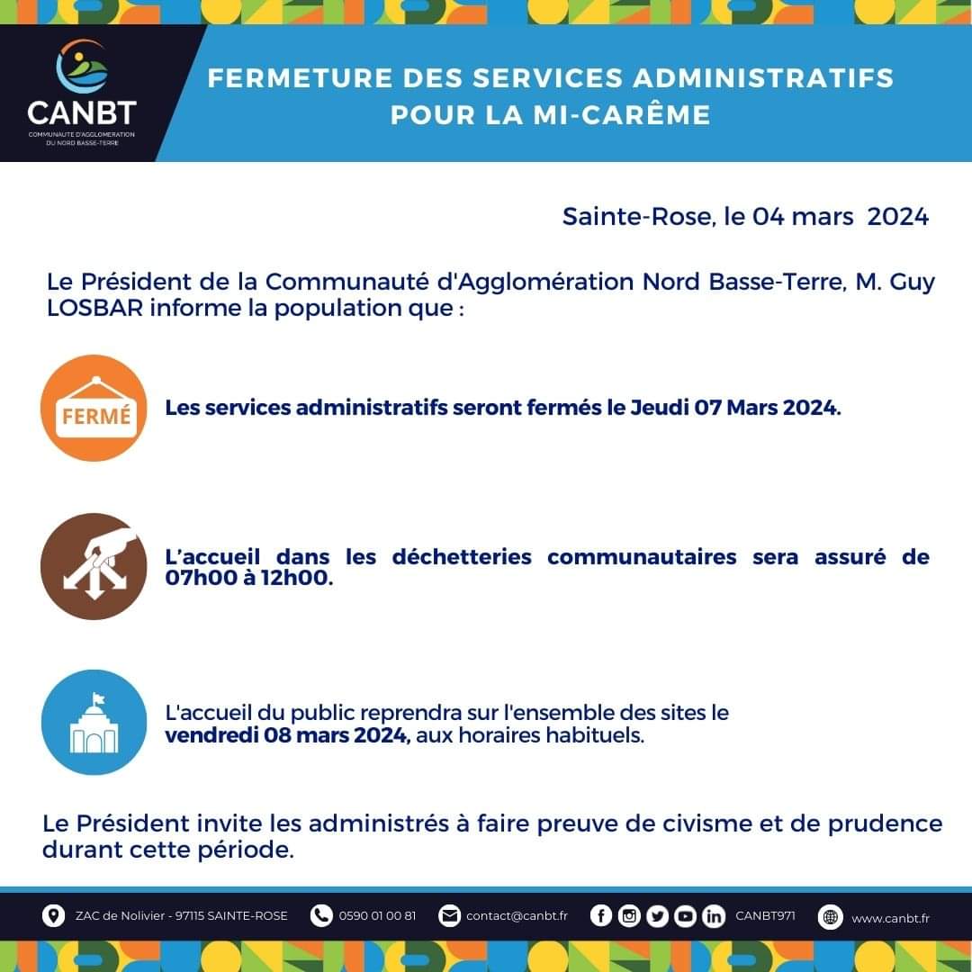 𝐅𝐄𝐑𝐌𝐄𝐓𝐔𝐑𝐄 𝐃𝐄𝐒 𝐒𝐄𝐑𝐕𝐈𝐂𝐄𝐒 𝐀𝐃𝐌𝐈𝐍𝐈𝐒𝐓𝐑𝐀𝐓𝐈𝐅𝐒 𝐏𝐎𝐔𝐑 𝐋𝐀 𝐌𝐈-𝐂𝐀𝐑𝐄𝐌𝐄