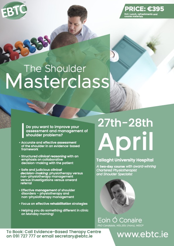 Eoin Ó Conaire (@ebtc_eoin) on Twitter photo Delighted to announce that my next #shouldermasterclass is <a href="/TUH_Tallaght/">Tallaght University Hospital (TUH)</a> on 27th & 28th April. So if you fancy a very clinically-focused course learning all about stiff, weak and wobbly shoulders and really getting into how to get people better, this could be the course for you! Delighted to announce that my next #shouldermasterclass is <a href="/TUH_Tallaght/">Tallaght University Hospital (TUH)</a> on 27th & 28th April. So if you fancy a very clinically-focused course learning all about stiff, weak and wobbly shoulders and really getting into how to get people better, this could be the course for you!
