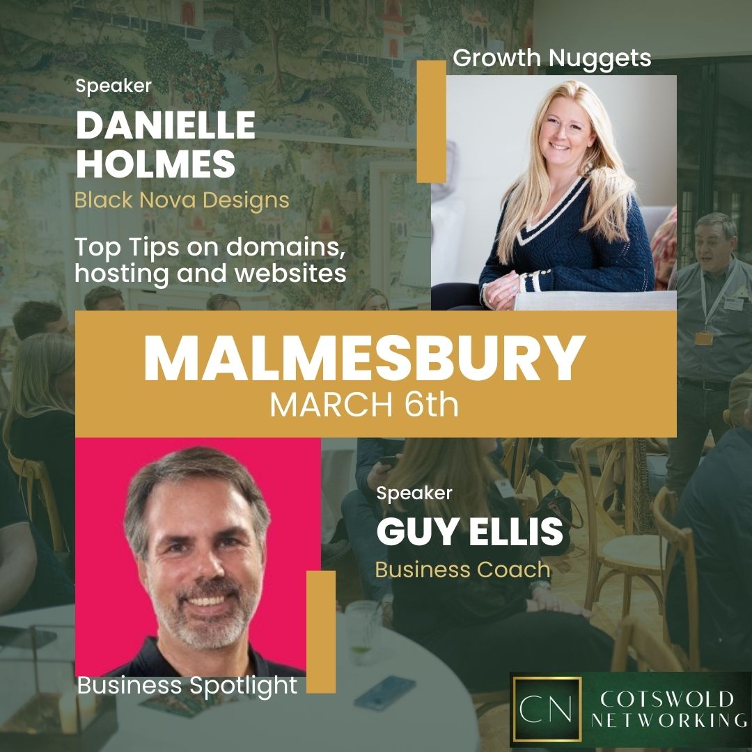 Delighted to announce our Malmesbury speakers tomorrow evening at the stunning @oldbell_hotel - Danielle Holmes @blacknovadesigns and Guy Ellis Business Coach. It's not too late to book your place cotswoldnetworking.co.uk/membership/mar… #malmesburybusiness #malmesbury
